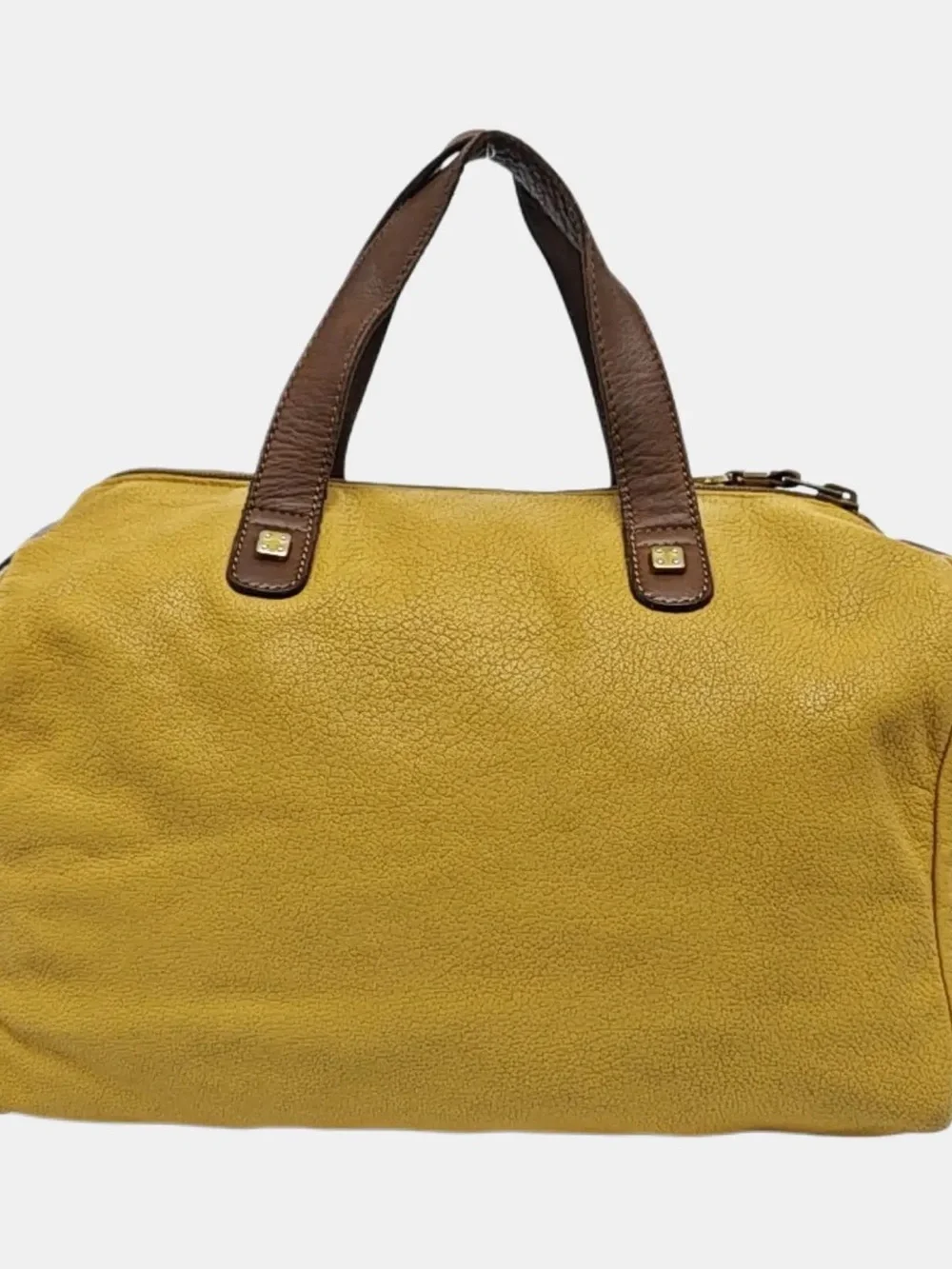 Loewe Yellow Leather Duffel Tote Bag with Brown Handles